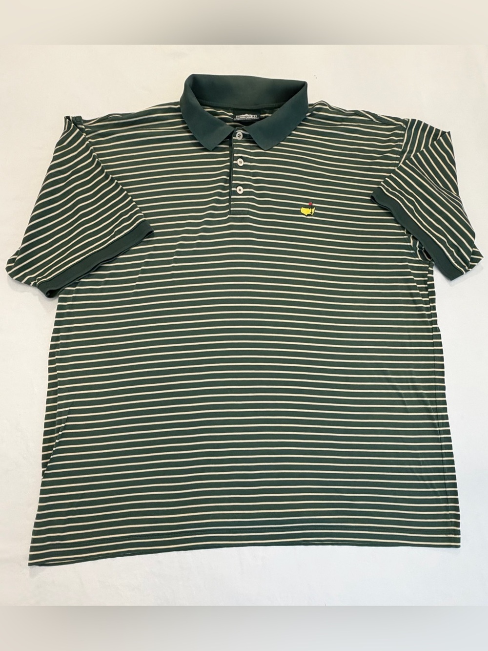 Vintage Masters Clubhouse Collection Green Striped Polo Shirt Original Logo